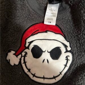 Nightmare Before Christmas Gray Fleece with Santa Skull